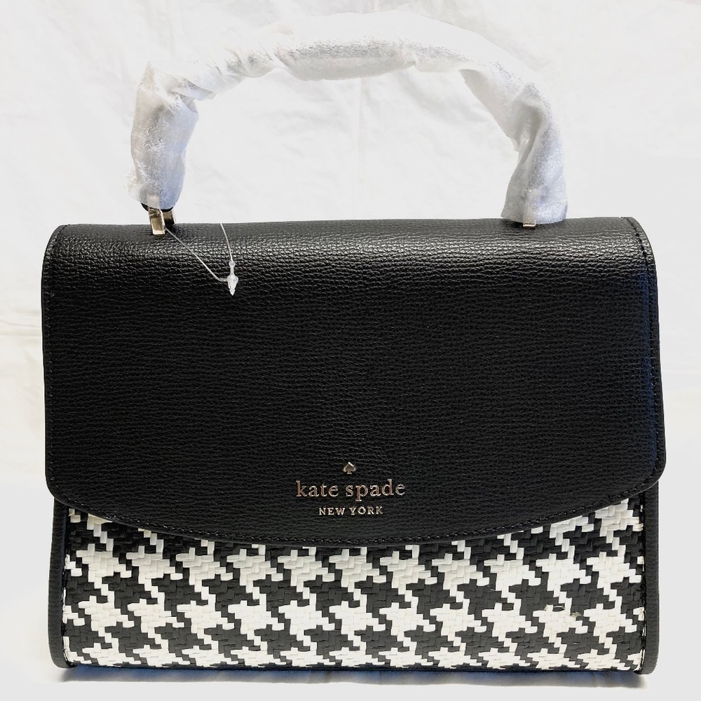 NWOT Kate Spade Darcy Top Handle Woven Houdstooth Crossbody - Picture 1 of 13